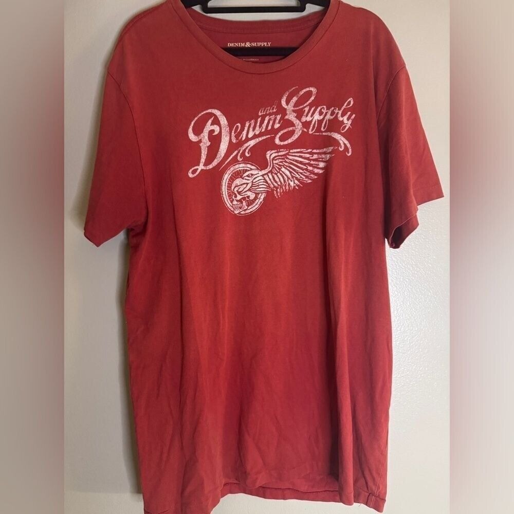RALPH LAUREN Denim & Supply Red Biker Single Stitch Graphic Tee US XL